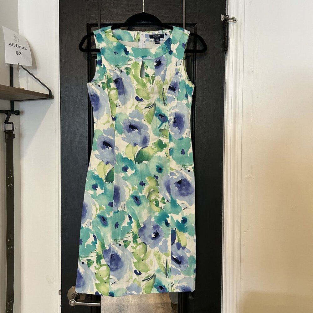 Chaps Dress Teal & Blue Floral